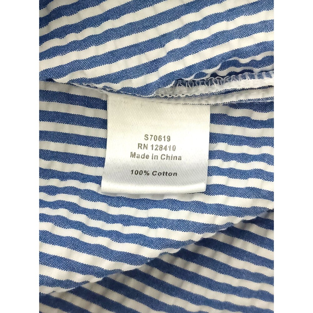 Ann Mashburn Medium Collared Popover Top Seersucker Nautical Preppy East Coast - Picture 9 of 10